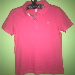 Lilly Pulitzer Parade Pink Shrunken Polo Shirt S